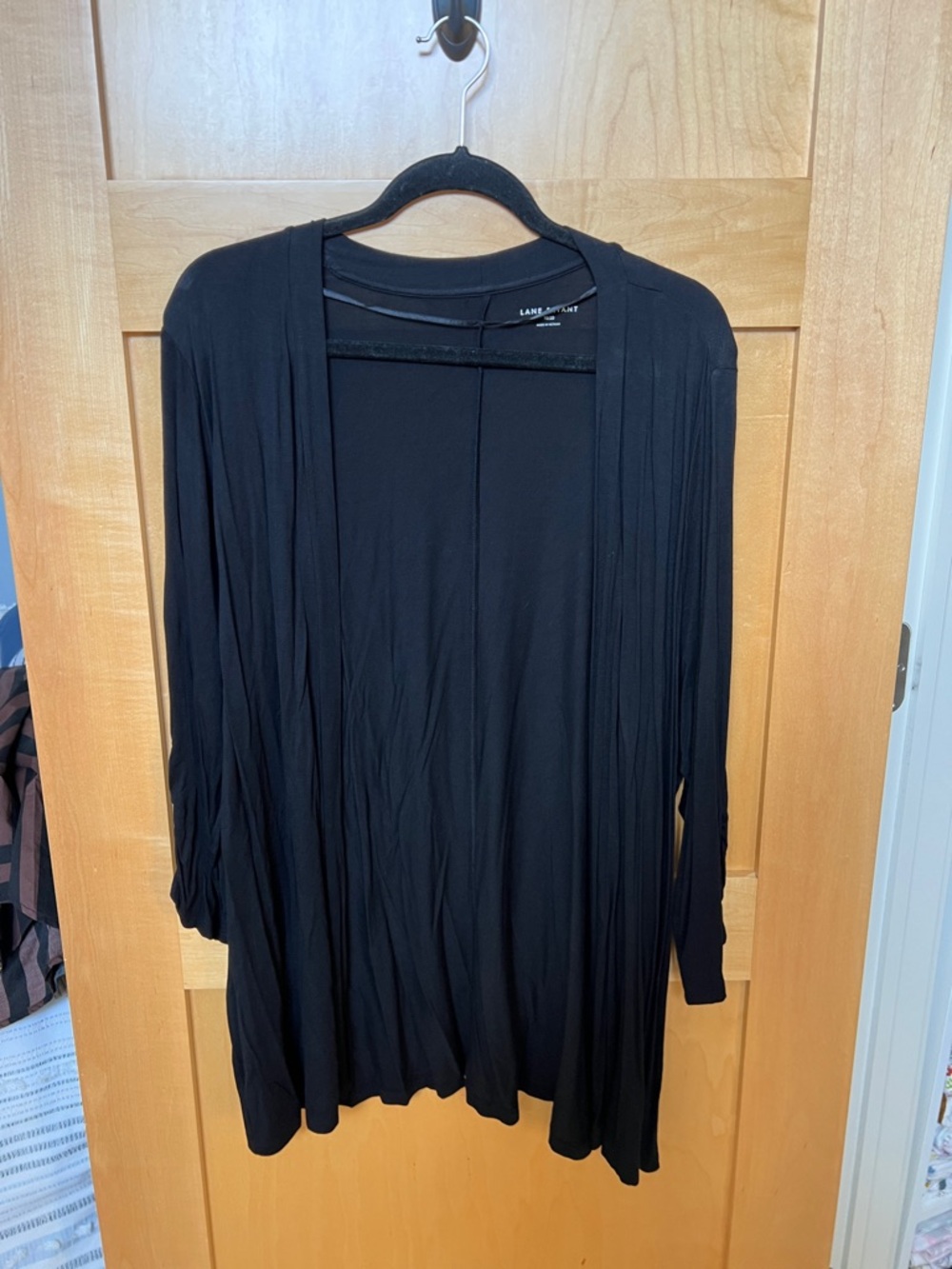 Lane Bryant Black Draped Open Cardigan